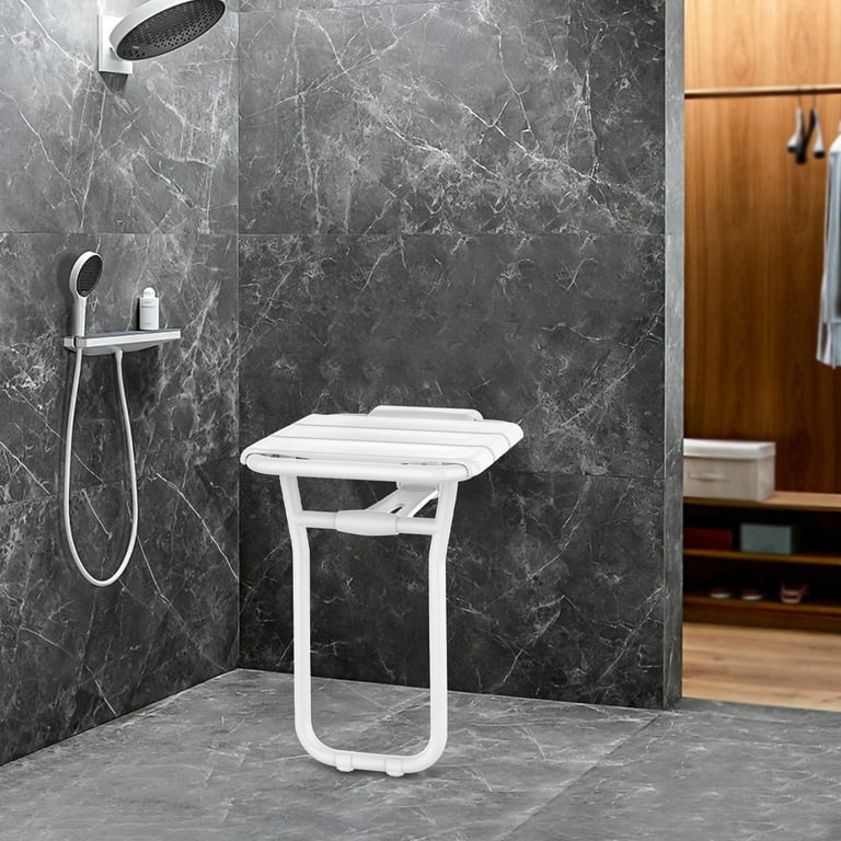 Folding Shower Seat Wall Mounted 500 Lbs Capacity 14x16 Stainless Steel Shower Bench w 16 Grab Bar for Inside Shower Bathtub Heavy Duty