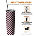 thumbnail image 6 of 20oz Black and Pink Checkerboard Pattern Skinny Tumblers Stainless Steel Tumbler with Lid and Straw,Vacuum Insulated Double Wall Travel Tumbler Cups with Cleaning Brush for Coffee,Tea, 6 of 6