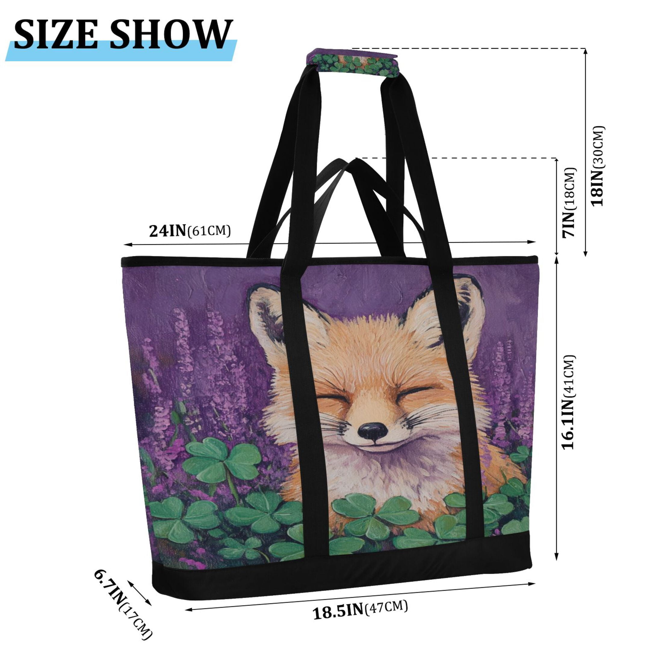 Large Hand-held Ice Pack Picnic Bag Insulation and Refrigeration Suitable for Shopping Picnics and Camping Cute Sleeping Fox