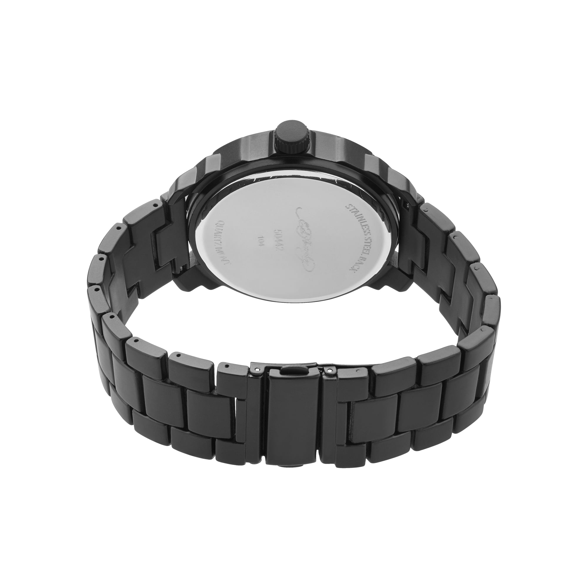 Ed Hardy Men's Matte Black Tone Metal Strap Watch 46mm - Walmart.com