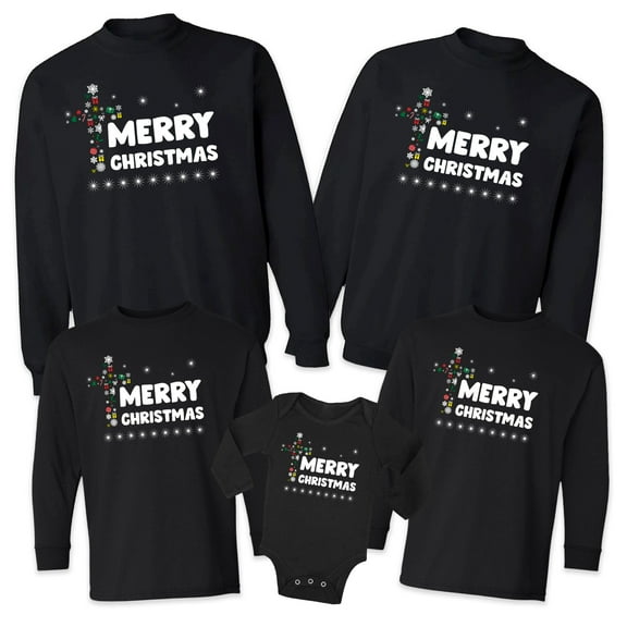 Matching Family Merry Christmas Sweaters - Christian Family Christmas Sweatshirt - Mom Dad Kid Baby Christmas Outfits