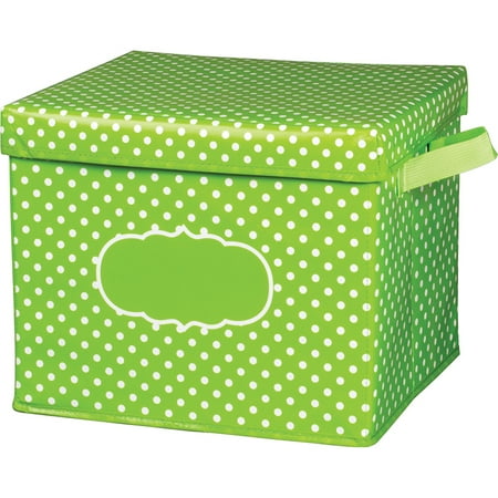 - LIME POLKA DOTS STORAGE BIN W/ LID