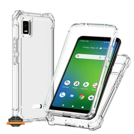 Phone Case for Cricket Magic 5G /AT&T Propel 5G Hybrid 2in1 Front Bumper Frame Thick Cover Square Edge Shockproof TPU + Hard PC Cover [Clear Transparent]