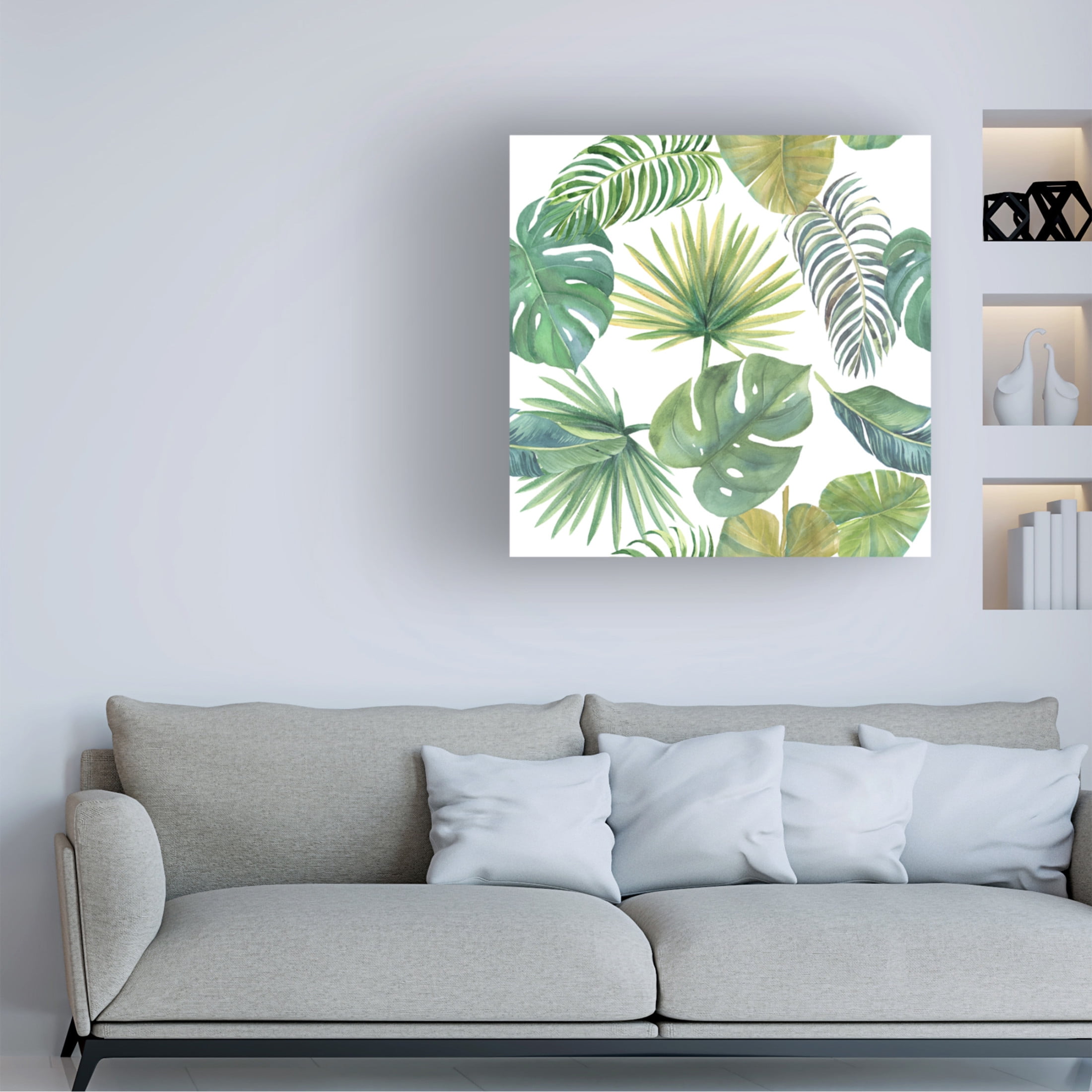 Canvas Wall Art - Jean Plout 'Tropical Beauty A' Wall Art for Living Room, Bedroom, or Office Décor by Trademark Fine Art - 14 x 14 Inches