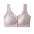 thumbnail image 2 of Women Plus Size Wireless Bra, Front Closure, Fixed Cups, Gathered Support, Seamless Beauty Back Comfort Daily Underwear Purple-A XL(XL), 2 of 6