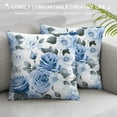 thumbnail image 3 of MDO  Rose Blue Flower Floral One Throw Pillow with Cover for Couch Bed Sofa, 18 x 18 Decorative Pillows w/Case, 3 of 5