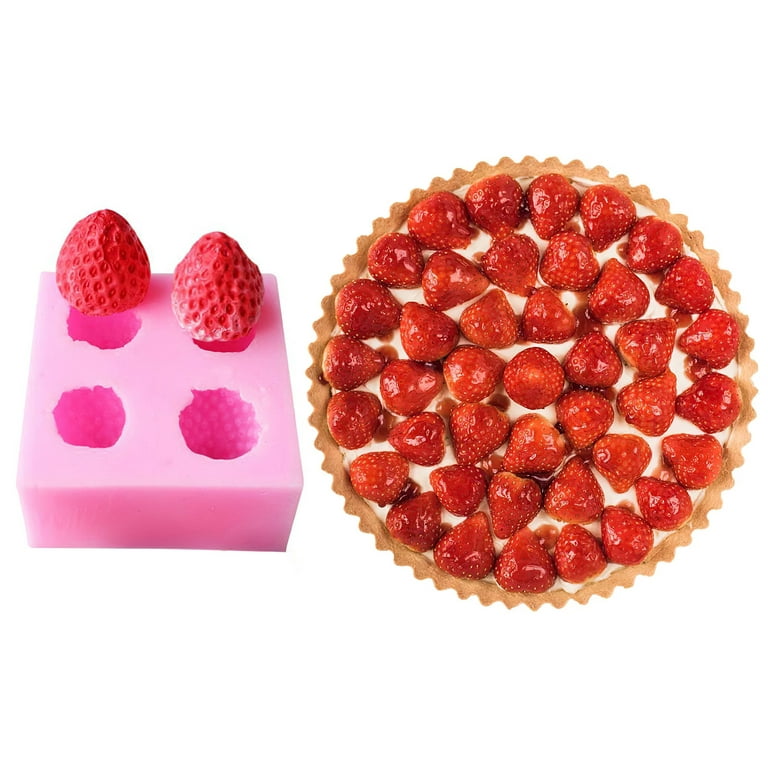 4 Cavity Strawberry Silicone Mold DIY Crafts Mousse Ice Cream Chocolate  Mold Resin Handmade Dripping Scented Candle Mould 
