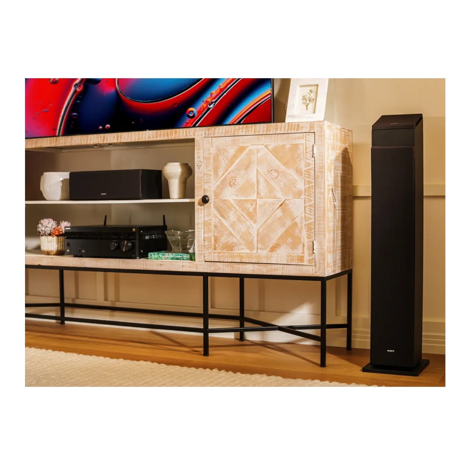 Sony 3-Way 3-Driver Hi-Res Audio Bookshelf Speakers (Pair) with 3-Way Floorstanding Single Speaker System (Pair) Bundle