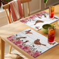 thumbnail image 4 of Pink Roses Birds Placemats Set of 8 Spring Floral Butterflies Gray Wooden Place Mats Indoor Wipeable Table Mats Washable Cloth Dining Table Placemats for Kitchen Holiday Party Home Decor 13x19 Inch, 4 of 9
