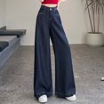 thumbnail image 3 of WILLBEST Pantalones Mujer Pantalones Vaqueros de Pierna Ancha y Cintura Alta para Mujer, Elásticos, Cómodos, Sueltos y Fluidos, Ropa Informal para Uso Diario, Atuendo de Verano y Otoño. Extra Grande, 3 of 5