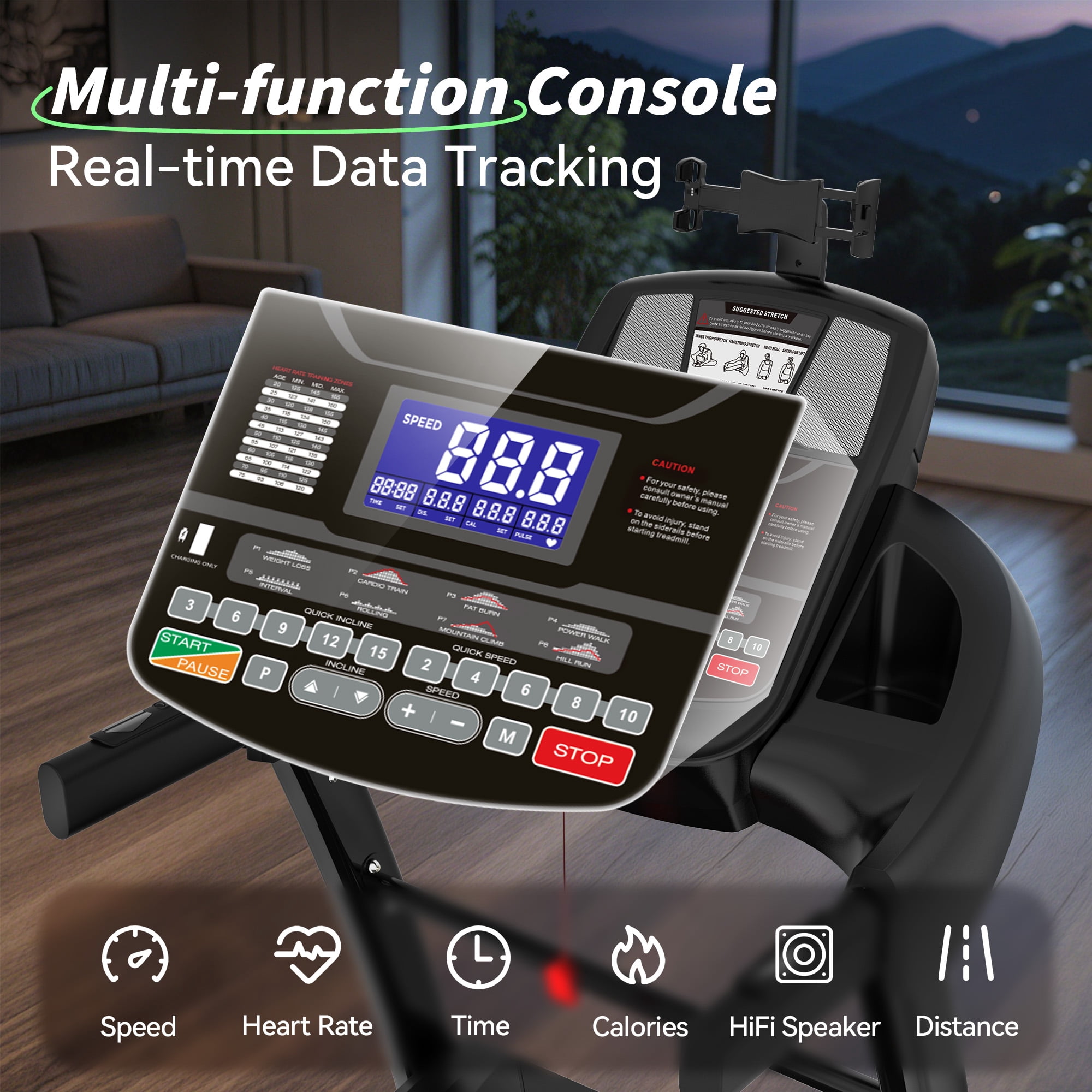 Treadmill with 15% Auto Incline, Treadmills for Home, Treadmill with 300lbs Capacity, Folding Treadmill with 18’’ Wide Belt, 4.5HP Brushless Motor, APP Control, 0.6-10MPH, 64Preprograms