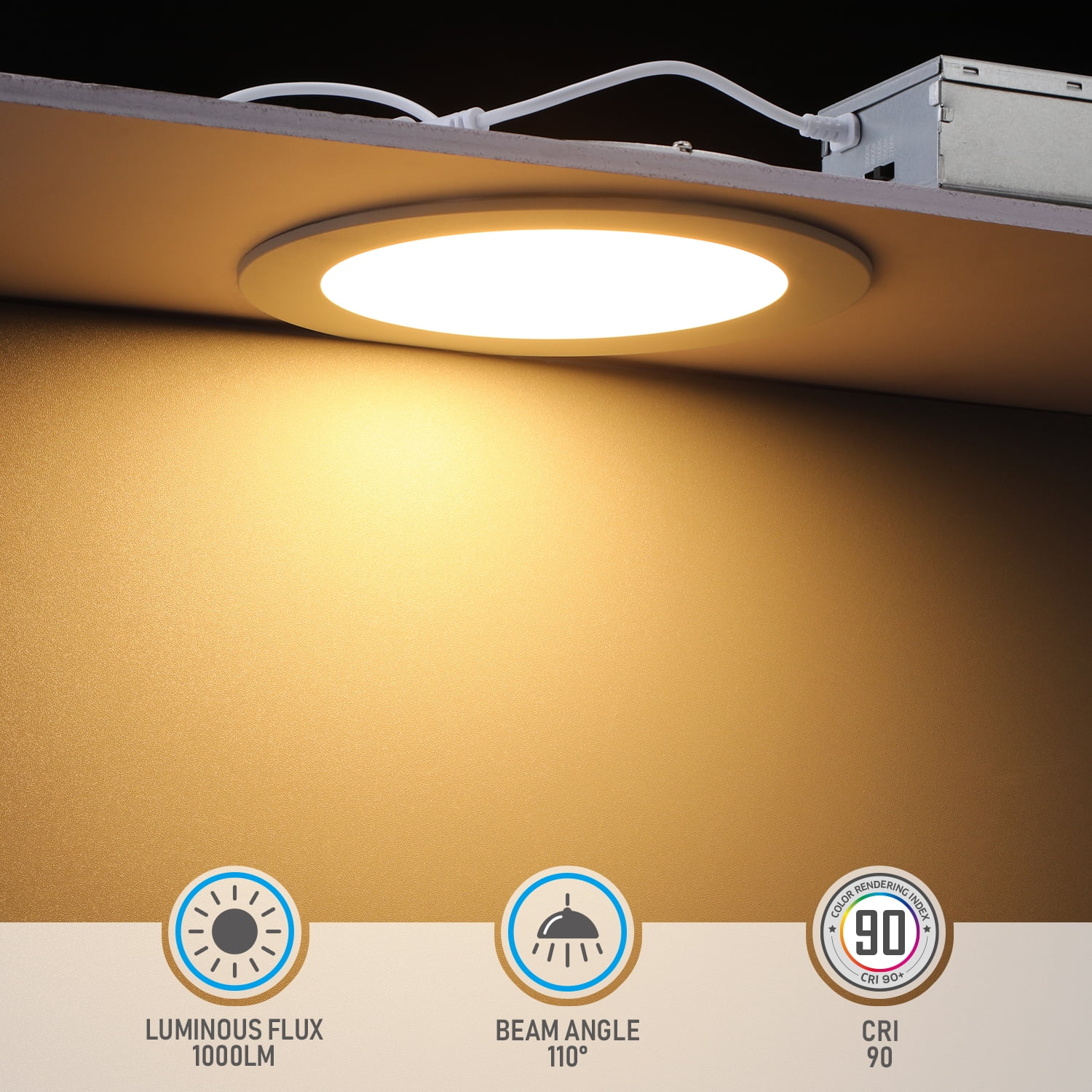 TORCHSTAR 18-Pack 6 Inch LED Recessed Lighting with Junction Box, CRI90, 5CCT Dimmable Ultra-Thin Recessed Downlight, 2700K-5000K Color Temperature Selectable, ETL and Energy Star Certified