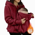 thumbnail image 6 of Cdudpw Maternity Coat Winter Cozy Carrier Mom Coats Sherpa Jacket 3-In-1 Sherpa Fleece Jacket,Zipper Maternity and Kangaroo Carrier Coat Clothes(S356-Wine), 6 of 7