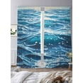 thumbnail image 3 of Abstract Ocean Wave Sheer Curtains 108 Inches Long 2 Panels Modernism Blue Marine Light Filtering Semi Sheer Window Curtains Drapes for Bedroom Living Room 52"x108", 3 of 7