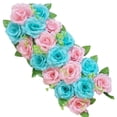 thumbnail image 1 of Chemin de Table Panneau de Fleurs Roses Bouquet Centre de Table de Mariage Réception pour Mariage Bleu et Rose, 1 of 7