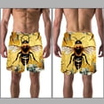 thumbnail image 3 of luoweisi Men's Beach Shorts Quick Dry Swim Trunks with Mesh Lining Bee S, 3 of 5