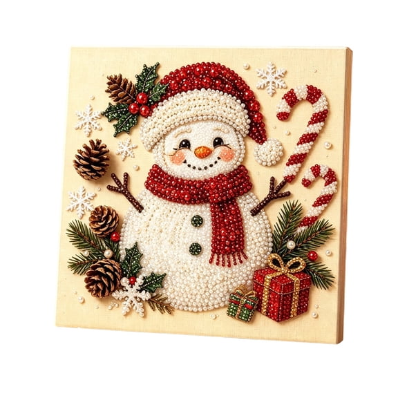 DIY Christmas Pearl Diamond Painting Art Kit, Holiday Diamond Dots Beads Art Craft Set for Adults Beginner, Handmade Hanging Kit for Home Wall Decor (Snowman)