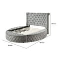 thumbnail image 4 of Luxury Queen Bed, Tall Rolled Headboard, Velvet Upholstered, Storage, Gray, 4 of 5