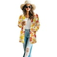 thumbnail image 2 of SCRAWLGOD Thanksgiving Maple Leaf Women's Cardigan Sweaters Long Cardigans for Women Long Sleeve Comfy Cardigans for Women Casual Stretchy Women Outfits Fall Size 2XL, 2 of 7