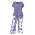 thumbnail image 5 of Enjoytime Two Piece Sets for Women Summer Short Sleeve Tops and Print Capri Pants Lounge Set Summer Vacation Travel Outfits, 5 of 6