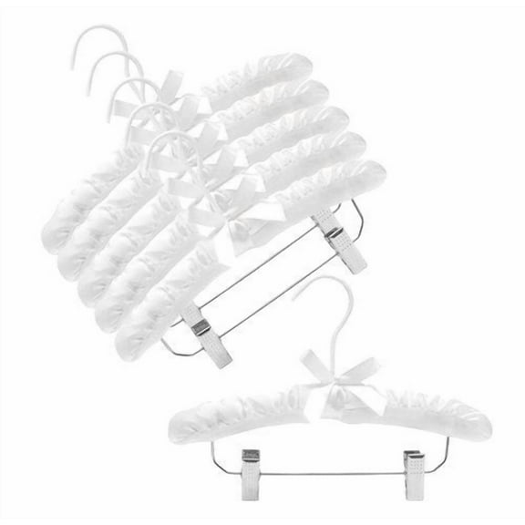 12" Satin Children's Hangers w/Clips (White)