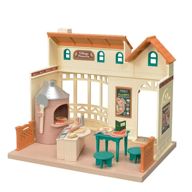 Pizzéria du village de Calico Critters, ensemble de jeu pour maison de poupée à collectionner avec meubles et accessoires inclus