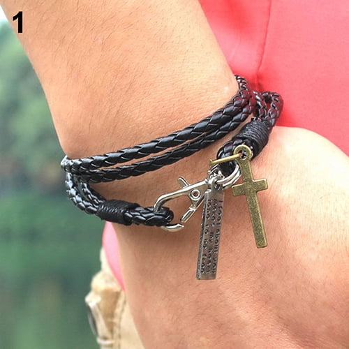 Latest 5 Laps Leather Bracelet Choose Color Shipping!10 Free Black Details about   Style 
