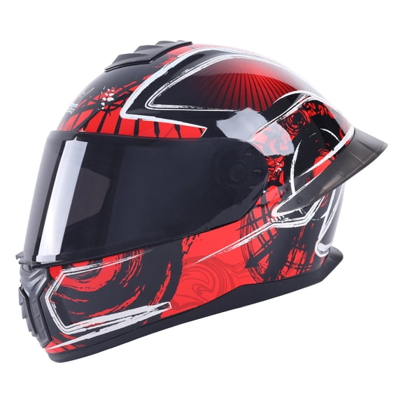 Full-Face Adult Motorcycle Helmet, Motocross ATV Offroad Dirt Bike Helmet DOT Approved, Red and Black, L Size