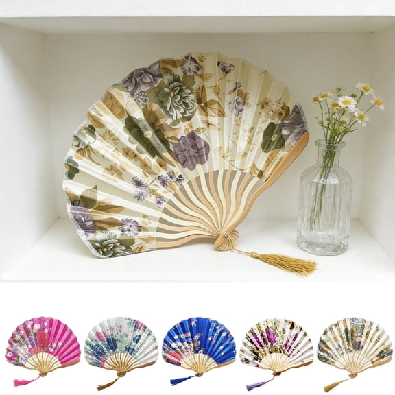 Wzzjkit Folding Fan Color Painting Folding Fan Classical Style Portable Fan Stage or photography props,Wedding Decorations