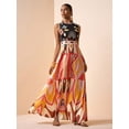 thumbnail image 5 of Pink Multicolor Geometric Print Sleeveless Maxi Dress For Summer Festival, Vacation, Beach, Street Style, 5 of 8
