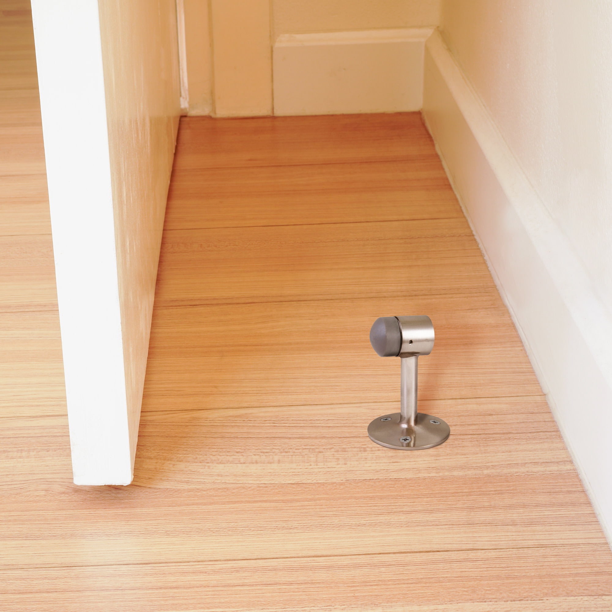Design House 2-Pack Gooseneck Door Stop Wall Protect with Rubber Tip, Satin Nickel