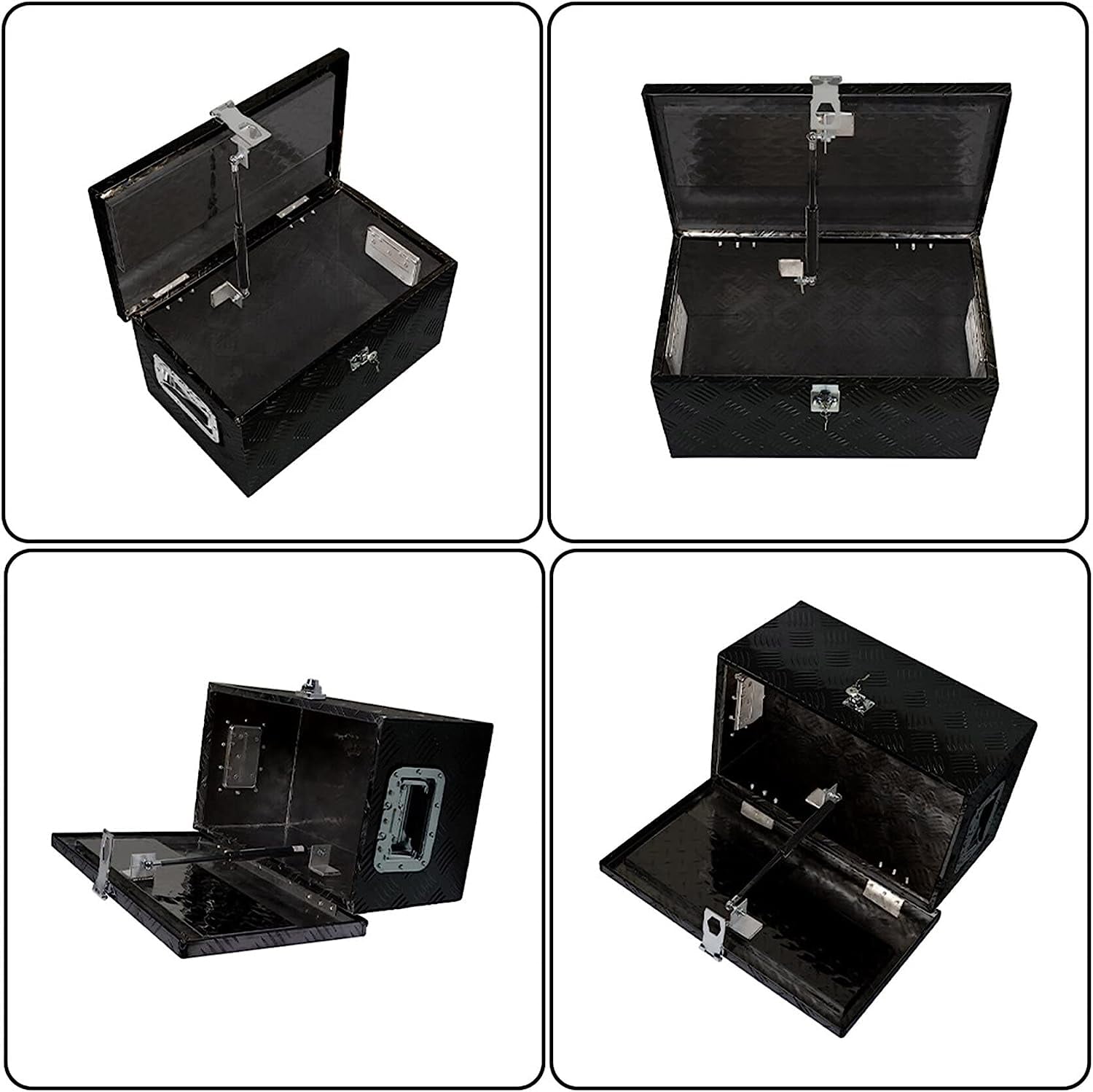 20" x 12" Black Aluminum Tool Box Underbody for Truck Trailer with Side Handle
