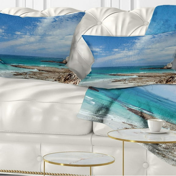Designart 12" x 20" Blue Polyester Throw Pillow