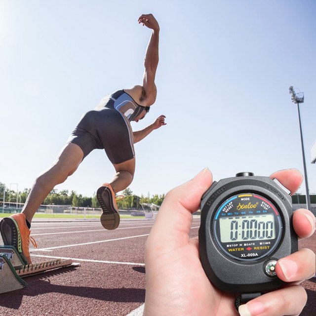 COFEST Multifunctional Sports Competition Electronic Stopwatch Sports Training Timer Single Display Two-channel Memory Digital Timer Alarm Clock Calendar Black