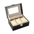 thumbnail image 4 of Caja de almacenamiento para relojes, caja de madera para relojes, vitrina de joyería para hombres y mujeres, relojes, collares, pulseras, pendientes, 15x11x8cm 3 ranuras, 4 of 8