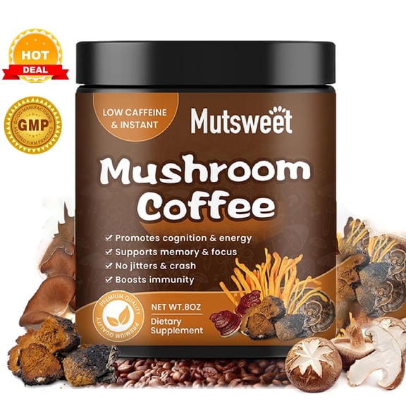 Mushroom Coffee (57Servings) 12 Mushrooms (Lion’s Mane, Cordyceps, Turkey Tail & Beta-Glucan) Mixed With Gourmet Instant Immune Boosting Coffee for Focus & Gut Health Support