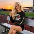 thumbnail image 4 of Gamivast Crewneck Sweatshirts Women Game Day Embroidered Football Look Crew Neck Long Sleeve Cropped Sweatshirts Pullover Tops Athletic Daily Wear, 4 of 5