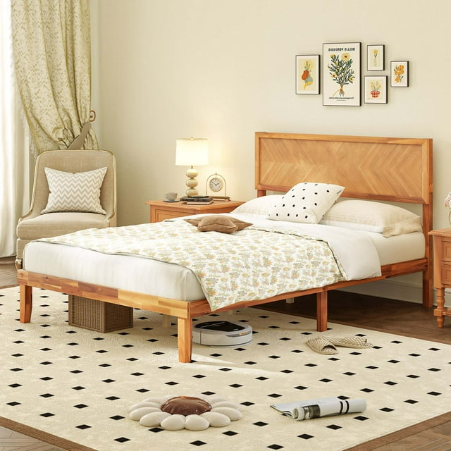 Gymax Full Size Bed Frame w/Headboard Wooden Slats Support 9'' Under-bed Storage Space