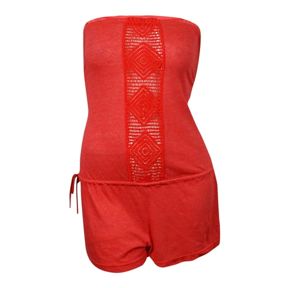 Lucky Brand Women's Dream Catcher Strapless Romper Swimsuit Cover