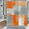 thumbnail image 2 of Orange Shower Curtain, Watercolor Orange Contemporary Brush Strokes Oil Painting Abstract Geometric Bathroom Curtain Bathtub Decor Waterproof Fabric with 12 Hooks, 2 of 6