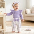 thumbnail image 6 of OJSFQUFP Girls' Spring Cute Casual Solid Color Pattern Dress + Bow Patterned Trousers + Headscarf Set, 6 of 9