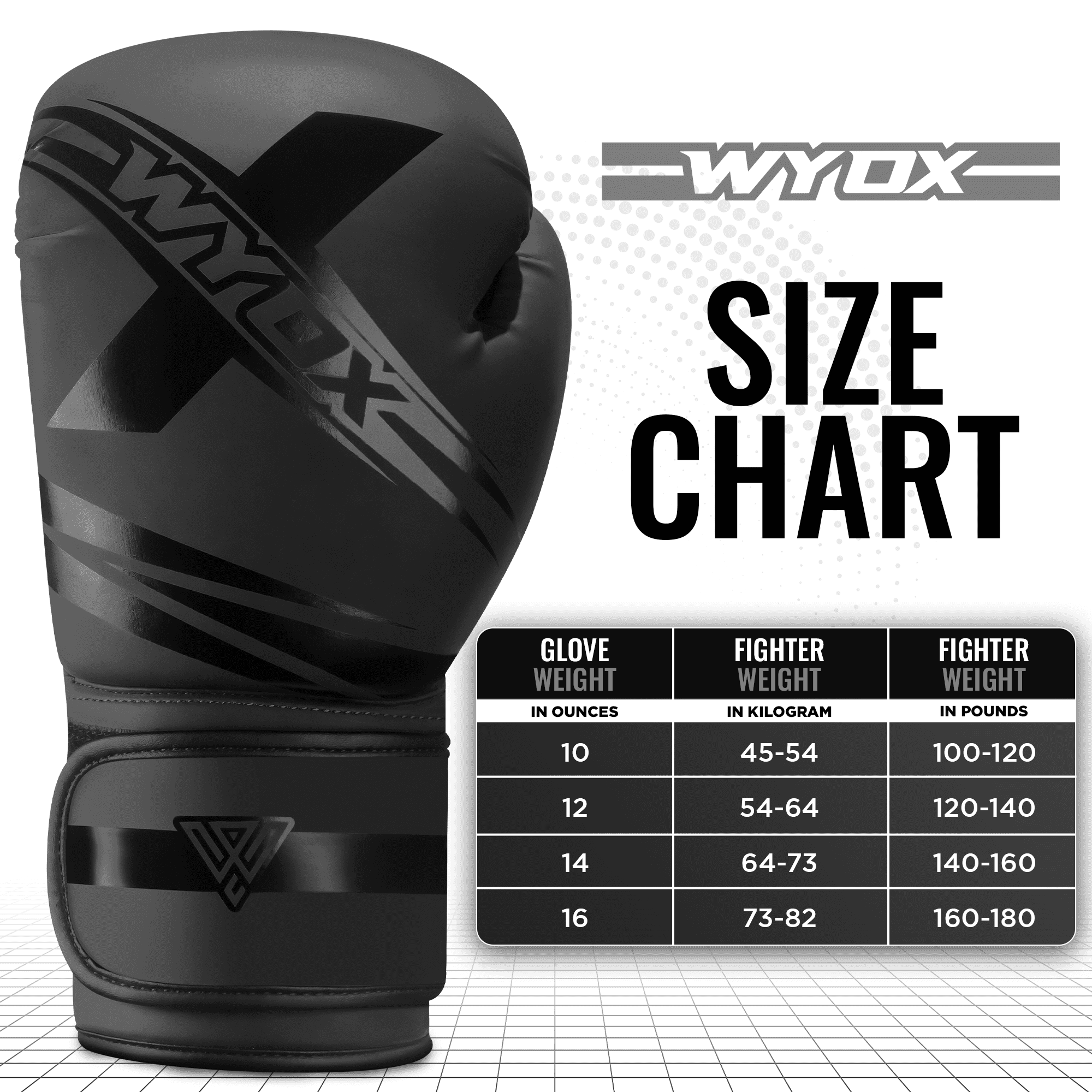 WYOX Boxing Gloves 10oz Adult Black – Men & Women | Workout, Punching, Pro Training, MMA, Kickboxing, Muay Thai, Heavy Bag