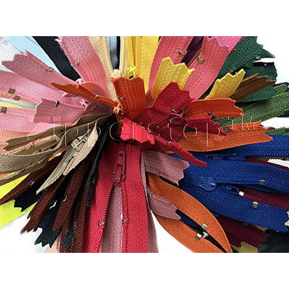 Zipperstop - YKK #3 Nylon Coil Zippers closed bottom Tailor Sewer Craft Crafter's - Made in USA (9 and 10 Inch 100pcs, Assorted Colors)