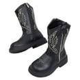 thumbnail image 3 of Wxirdiow Girls Boots Kids Western Boots for Boys Girls Embroidered Cowgirl Cowboy Boots Square Toe Mid Calf Riding Shoes Little Kid/Big Kid Black Size,10, 3 of 7