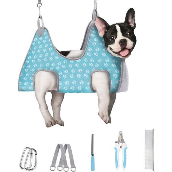 Fofosbeauty Dog Grooming Hammock, Breathable Hanging Harness Sling Restraint Bag for Small Dogs, Pet Nail Clipping Trimming Hammock Helper for Claw Grooming Care