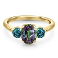thumbnail image 3 of Gem Stone King 10K Yellow Gold Green Mystic Topaz and London Blue Topaz Engagement Ring for Women | 2.24 Cttw | Oval 8X6MM | Gemstone November Birthstone | Size 7, 3 of 6