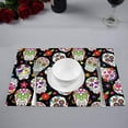 thumbnail image 2 of EREHome Set de 6 Sets de Table Crâne de Sucre Fleur Assiette Protecteur 12x18 Pouces, 2 of 5