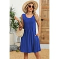 thumbnail image 6 of Women's Spring Crew Neck Sleeveless Printed Flowy A-Line Sundress with Pockets Casual Midi Dress, 6 of 7