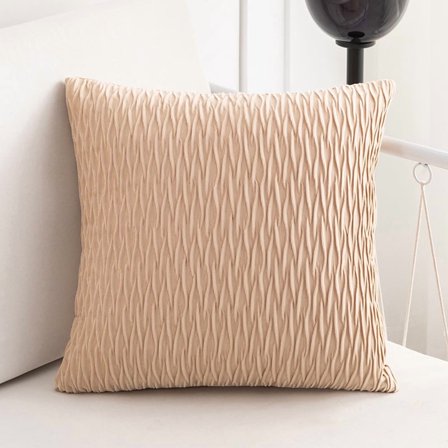 XmhyTop 50*50cm Beige Velvet Throw Pillow, 1 Pc PP Cotton Filled Accent Pillow for Couch, Living Room & Bedroom, Elegant Home Decor