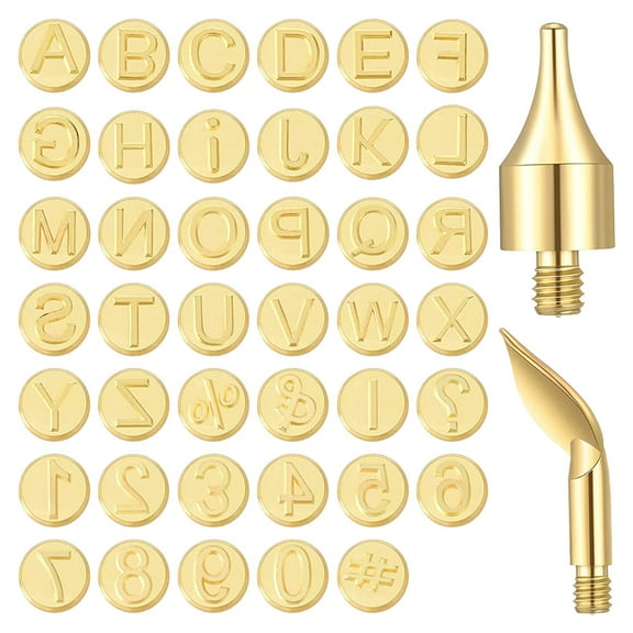 OUNONA Woodburning Kit with Letter Number Symbol Tips for Pyrography, Wood Burner Stamp Set for Crafting and Art